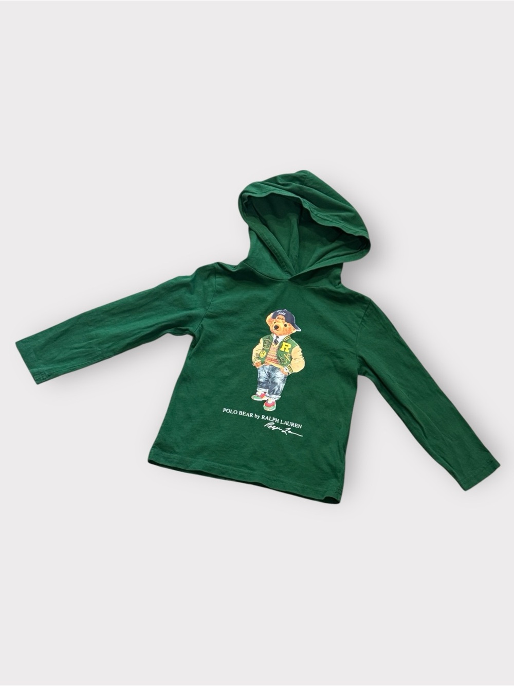 Polo Ralph Lauren Polo Bear Hooded Long Sleeve Tee | Size 3T Green